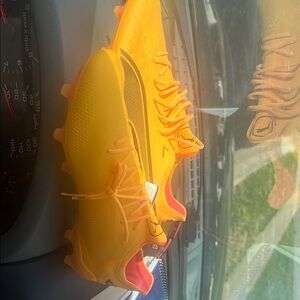Yellow and Black Soccer Cleats
